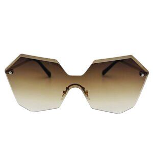9150 | Brown Rimless Shield Sunglasses